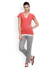 Floret Women Orange &amp; Grey Lounge Set 018