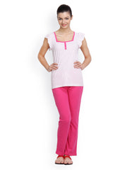 Floret Women Pink &amp; White Lounge Set 019