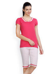 Floret Women Pink &amp; White Lounge Set 016