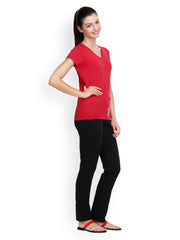 Floret Women Red &amp; Black Lounge Set 026