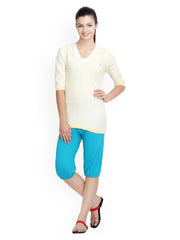 Floret Women Yellow &amp; Blue Lounge Set 047