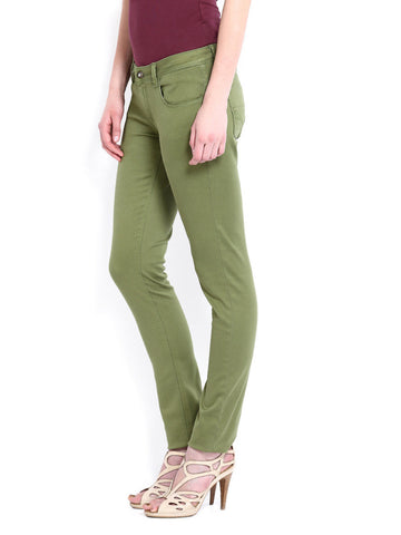 Flying Machine Women Olive Green Twiggy Super Skinny Fit Trousers