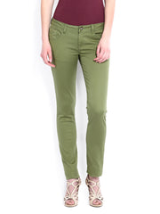 Flying Machine Women Olive Green Twiggy Super Skinny Fit Trousers