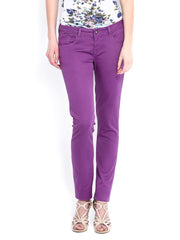 Flying Machine Women Purple Twiggy Super Skinny Fit Trousers