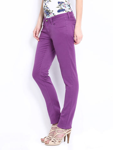 Flying Machine Women Purple Twiggy Super Skinny Fit Trousers