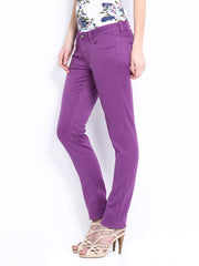 Flying Machine Women Purple Twiggy Super Skinny Fit Trousers