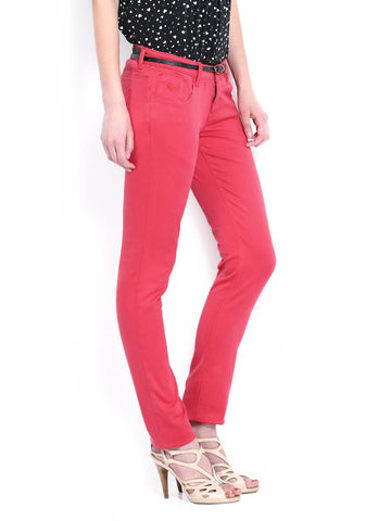Flying Machine Women Red Twiggy Super Skinny Fit Trousers