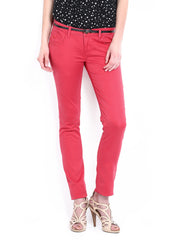 Flying Machine Women Red Twiggy Super Skinny Fit Trousers