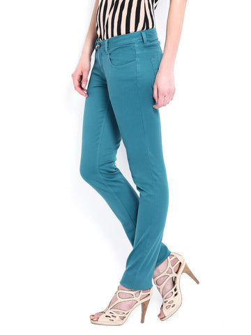 Flying Machine Women Teal Green Twiggy Super Skinny Fit Trousers