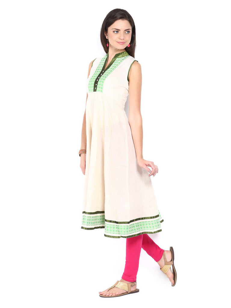 Folklore Women Off-White Embroidered Anarkali Kurta