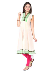 Folklore Women Off-White Embroidered Anarkali Kurta