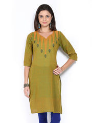 Folklore Women Green Embroidered Kurta