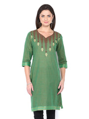 Folklore Women Green Embroidered Kurta