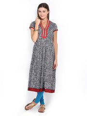 Folklore Women Grey Printed Kurta