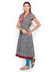 Folklore Women Grey Printed Kurta