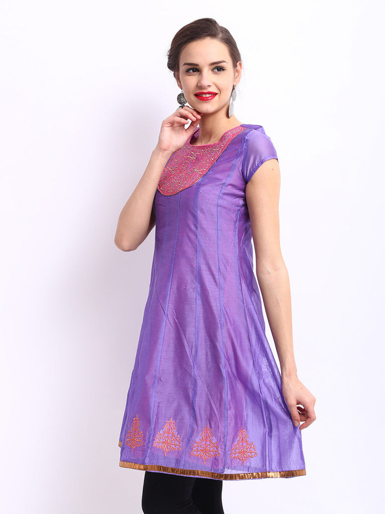 Folklore Women Lavender Embroidered Kurta
