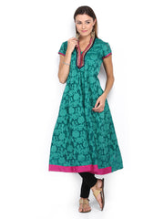 Folklore Women Green Anarkali Kurta