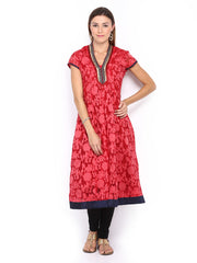 Folklore Women Red Anarkali Kurta
