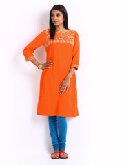 Folklore Women Orange Kurta