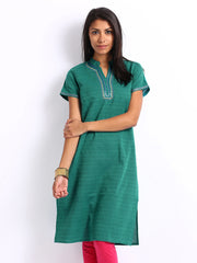 Folklore Women Sea Green Kurta