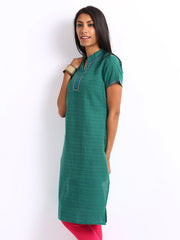 Folklore Women Sea Green Kurta