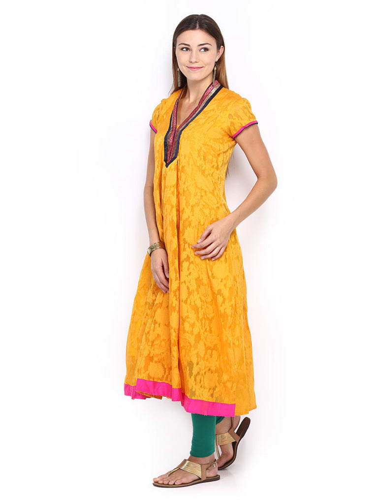 Folklore Women Mustard Yellow Kurta