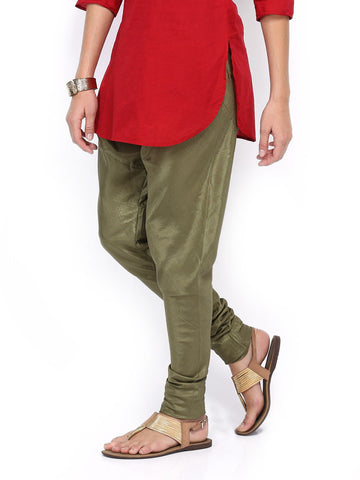 Folklore Women Olive Green Churidar Pants