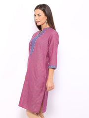Folklore Women Pink Embroidered Kurta