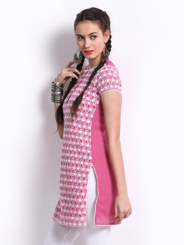Folklore Women Pink Embroidered Kurta