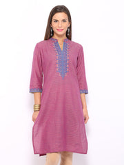 Folklore Women Pink Embroidered Kurta