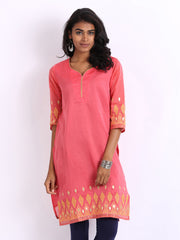 Folklore Women Pink Embroidered Kurta