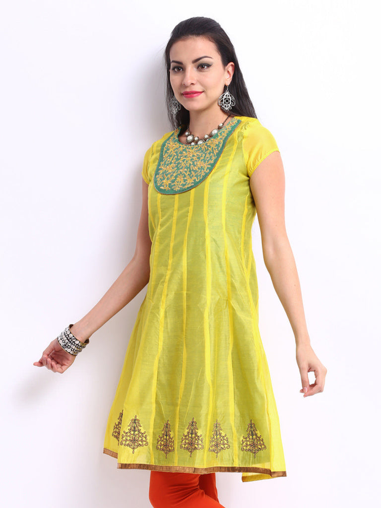 Folklore Women Yellow Kurta