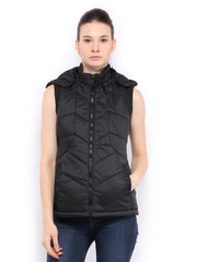 Fort Collins Women Black Padded Sleeveless Jacket