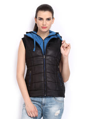 Fort Collins Women Black Padded Sleeveless Jacket