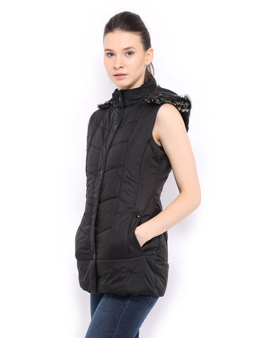 Fort Collins Women Black Padded Sleeveless Jacket