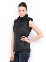 Fort Collins Women Black Padded Sleeveless Jacket