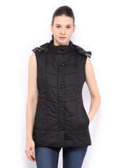 Fort Collins Women Black Padded Sleeveless Jacket