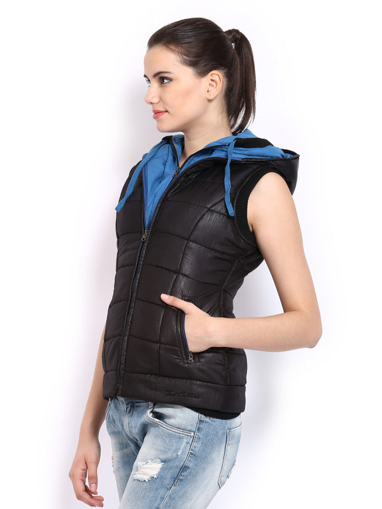 Fort Collins Women Black Padded Sleeveless Jacket