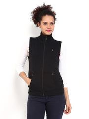 Fort Collins Women Black Sleeveless Sweatshirt