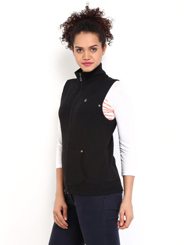 Fort Collins Women Black Sleeveless Sweatshirt