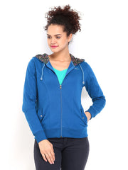 Fort Collins Women Blue Hooded Sweatshirt
