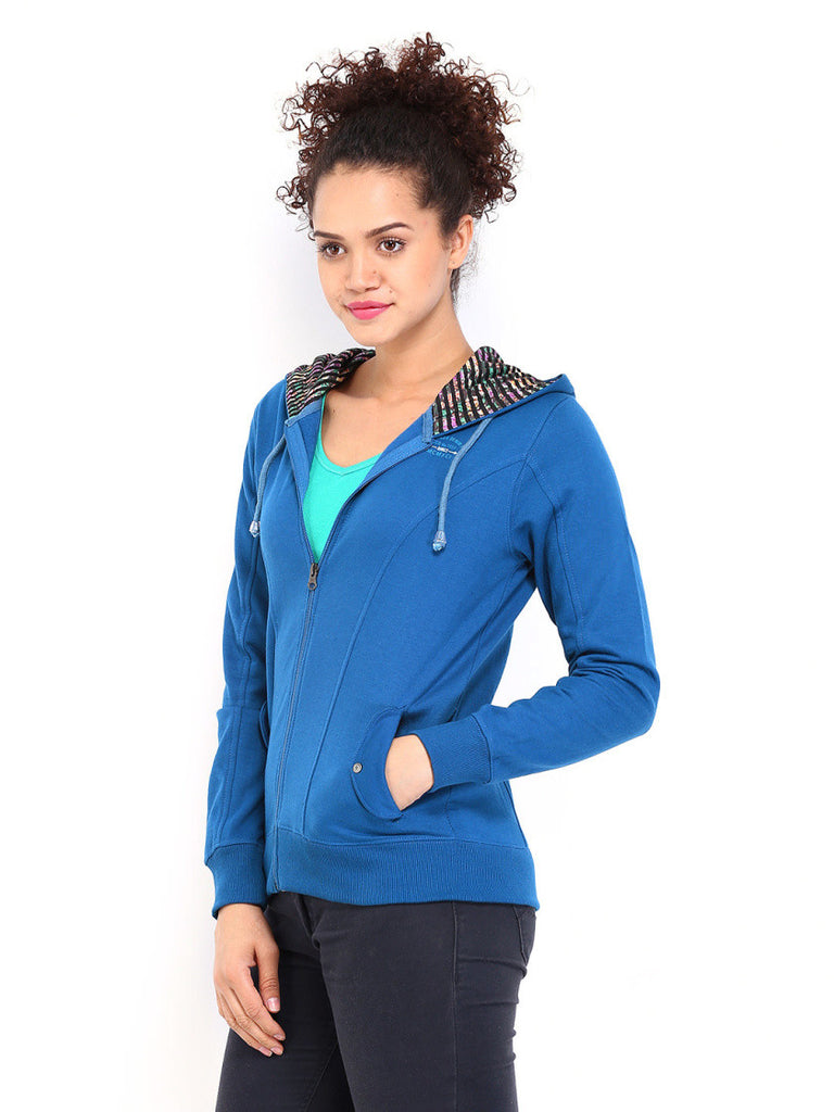 Fort Collins Women Blue Hooded Sweatshirt