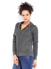Fort Collins Women Charcoal Grey Hooded Sweatshirt
