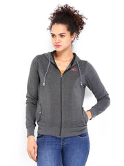 Fort Collins Women Charcoal Grey Hooded Sweatshirt