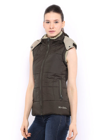 Fort Collins Women Coffee Brown Padded Sleeveless Jacket