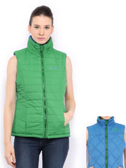 Fort Collins Women Green &amp; Blue Padded Reversible Jacket