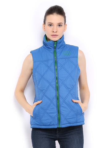 Fort Collins Women Green &amp; Blue Padded Reversible Jacket