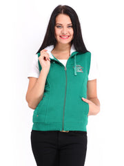 Fort Collins Women Green Hooded Sleeveless Sweatshirt