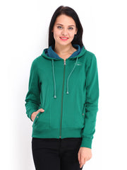 Fort Collins Women Green Hooded Sweatshirt