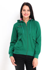 Fort Collins Women Green Hooded Sweatshirt